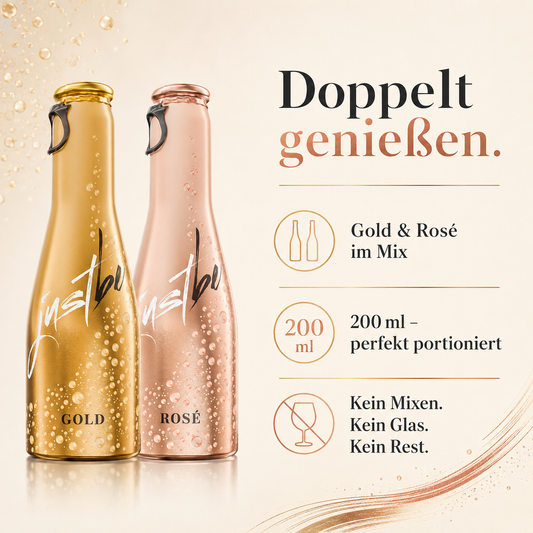JustBe Gold & Rosé Mix – Geschenkbox Schwarz- 4 x 200 ml